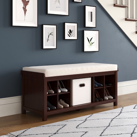 John Louis Home Solid Wood Entryway Bench - 1 Bins & 2 Shoe Divider Espresso JLH-EB-E2